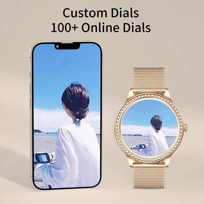 SH017 Смарт-часы с Bluetooth-вызовом, женские часы с AMOLED-экраном, Спортивный фитнес-браслет, Модные женские смарт-часы для Android IOS