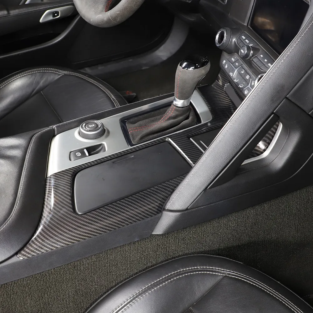 Автомобильная Центральная консоль из углеродного волокна, Панель переключения передач, Держатель стакана воды, Накладка для Chevrolet Corvette C7 2014-2019