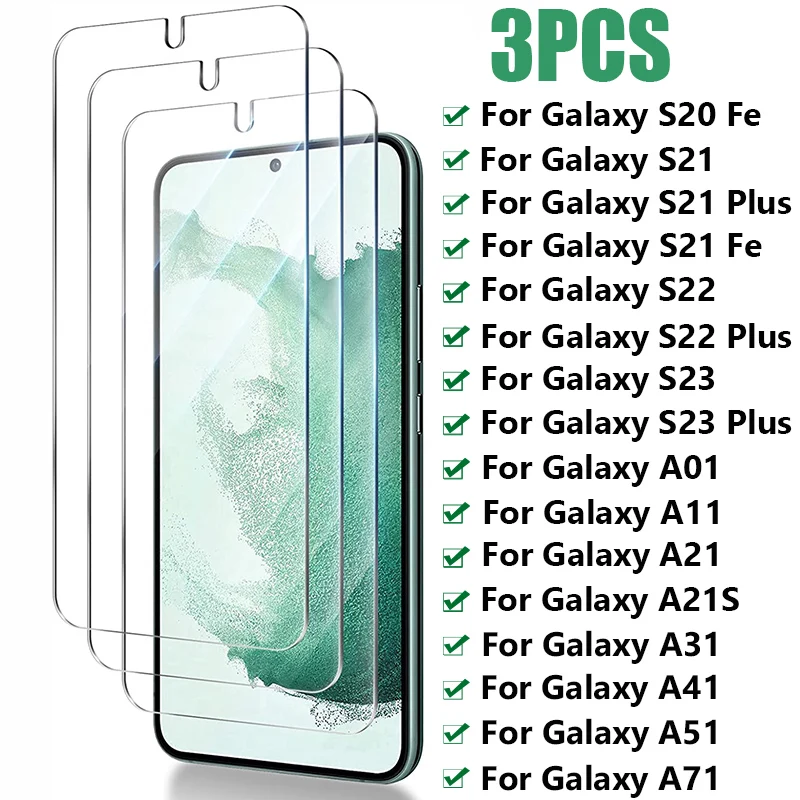 Закаленное стекло для Samsung Galaxy S23 S22 S21 Plus S20 Fe Защитные пленки для Samsung A51 A71 A21S A31 A51 A71 A41 A11 Стекло