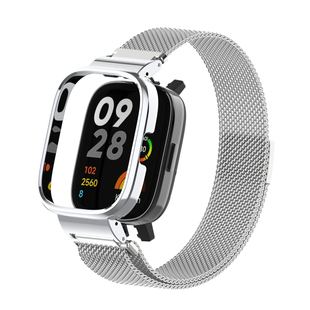 Магнитная петля + защитный чехол для Redmi Watch 3 Active, браслет из нержавеющей стали для Xiaomi Watch 2 Lite, металлический ремешок, рамка для крышки