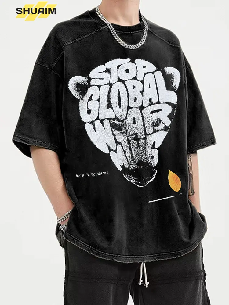 Мужские футболки из хлопка в стиле хип-хоп с надписью аниме 2023, летняя уличная футболка с цифровой печатью, Винтажные топы оверсайз с коротким рукавом Оверсайз