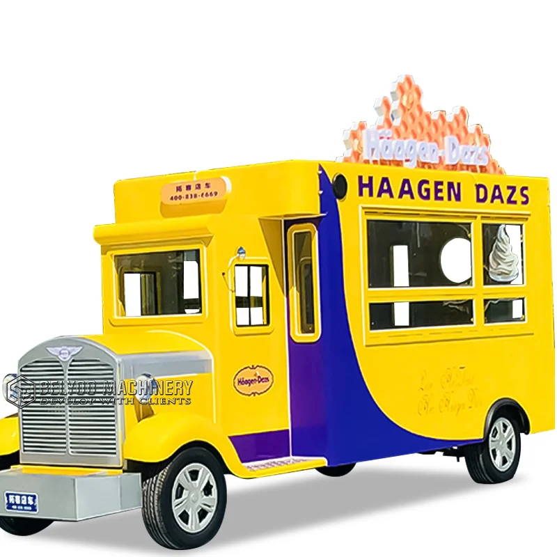 Новый дизайн Мультяшный грузовик для мороженого Подставка для хот-догов Передвижная Кухонная Машина Электрическая Тележка для Тако Передвижная Тележка для еды