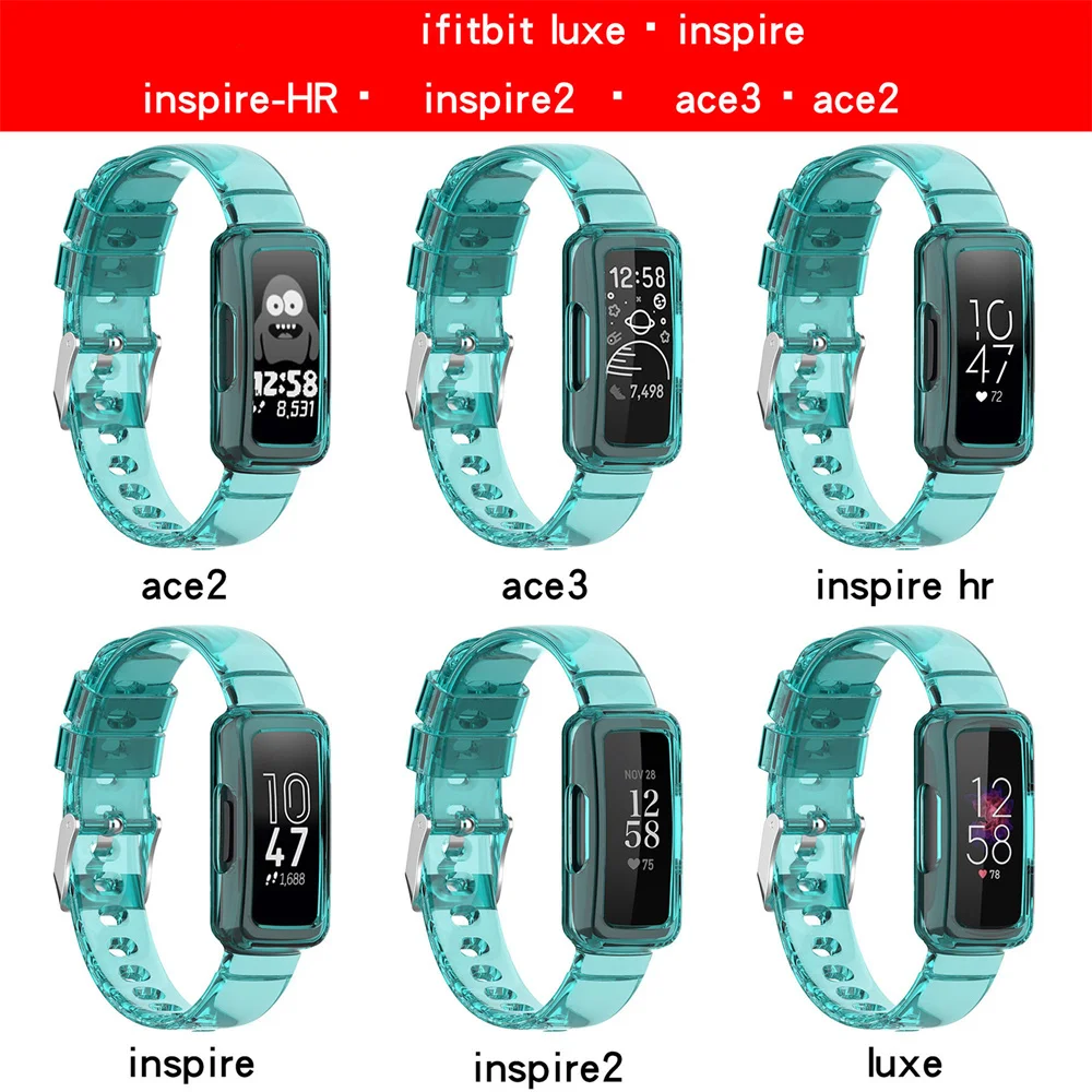 Прозрачный ремешок для часов, Спортивный Браслет, Встроенный Ремешок для Fitbit Luxe / Inspire / Inspire HR / Inspire2 / Ace2 / Ace3