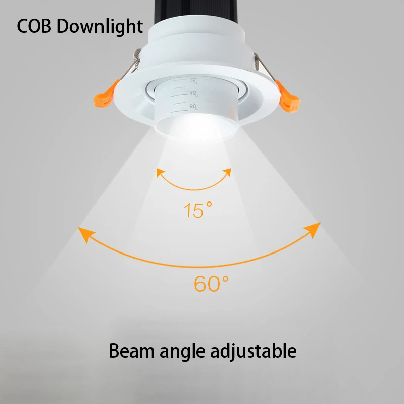 Регулируемый Угол пучка от 15 до 60 градусов Встраиваемый светодиодный светильник 5 Вт 10 Вт 20 Вт AC90-265V Светодиодный Потолочный Точечный светильник
