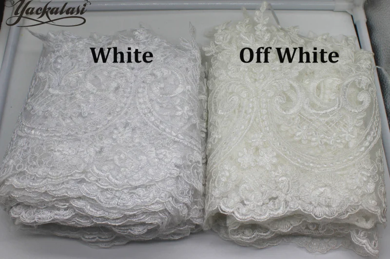 Свадебные кружевные ткани, 1 ярд Белого тюля, вышитые кружевной аппликацией, отделка свадебного платья 