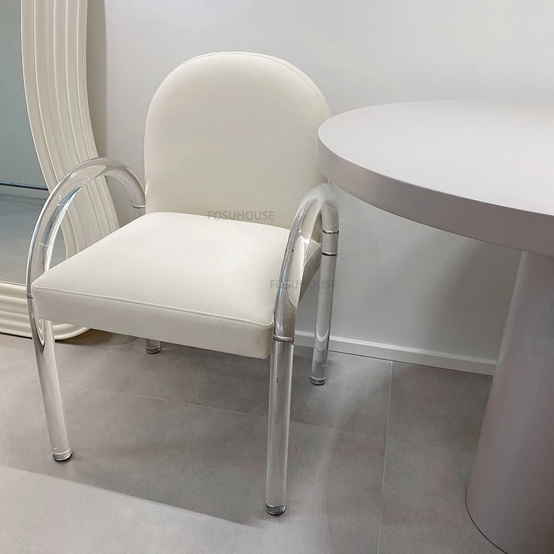 Скандинавские Акриловые обеденные стулья для домашней мебели Ресторанный обеденный стул Спинка Подлокотник Спальный Гарнитур Прозрачный туалетный столик