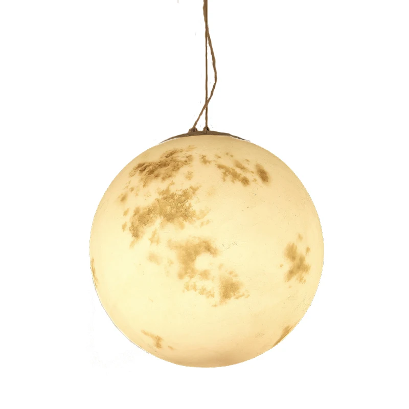 Современный подвесной светильник необычная декоративная лампа из смолы для ресторана moon подвесной светильник moon светодиодные фонари шар 40 см 20 см 60 см теплый белый